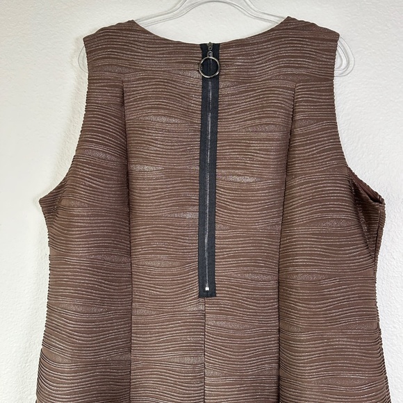 IC by Connie K plus size 3X sheath midi dress brown metallic textured sleeveless - Picture 8 of 12